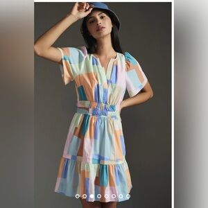 Anthropologie Pastel Patchwork Somerset Mini Dress